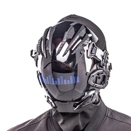 Cyberpunk mask helmet Full Face Black Handsome Mask Samurai mask Halloween Cyberpunk Robot Glowing M