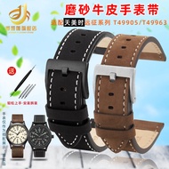 สายนาฬิกาหนังแท้ Timex Expedition T49905 T49963 สายนาฬิกาหนังแท้ย้อนยุคสำหรับผู้ชายและผู้หญิง สายนาฬ