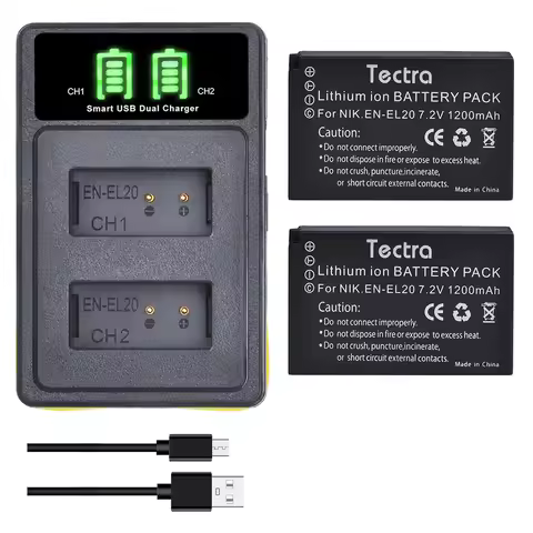 EN-EL20 EN-EL20a Battery&Dual Charger for Nikon Coolpix P950,P1000,DL24-500,Coolpix A,1 AW1,1 J1,1 J