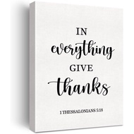 Christian Canvas Wall Art Motivational 1 Thessalonians 5:18 in Everything Give Thanks Canvas Print S