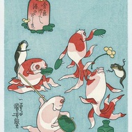 【明信片】金魚百態 共4款- 浮世繪|日本名畫|歌川國芳|