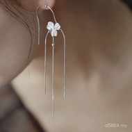Ear Wire S925 Long Earrings Thin Tassel Temperament Qulin Flower Sterling Silver Ear Clip Showing Fa