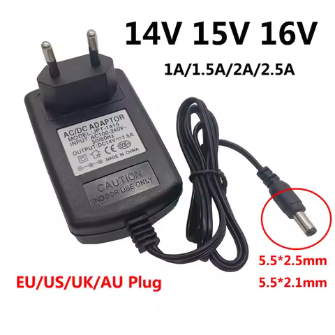 14V 15V 16V Power Supply Adapter 1A 1.5A 2A 2.5A 2500mA Universal AC/DC Adaptor 14 15 16 Volt Switch