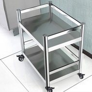 Portable Stainless Steel Kitchen Shelf with Fence Floor Two-Layer Microwave Oven Multi-Function/rolling kitchen cart / trolley cart / storage cart / trolley / cartkitchen island