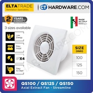 ELTA TRADE QS100(4") / QS125(5") /QS150(6") STREAMLINE AXIAL EXTRACT FAN [EXHAUST FAN]
