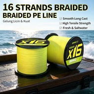 Tali Pancing X16 Braided PE Line Purple Smooth Long Cast High Strength Wear Resistant 300m 500m