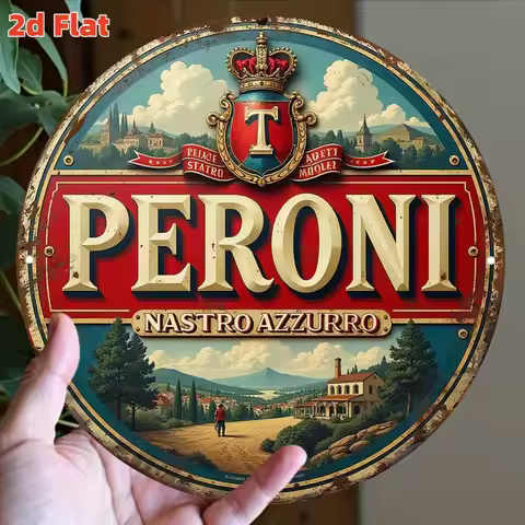 2D flat "Peroni Beer Logo" | Defining Italian Brewing | Beer Brand Theme Elements, Classic Wall Art 