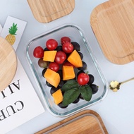 370 mL Wooden Lid Glass Lunch Box for Food Storage, Glass Lunch Box, Office Lunch Box CN61G