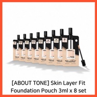 [ABOUT TONE] Skin Layer Fit Foundation Spout Pouch 3ml × 8 Shades Set (SPF30, PA++) By Seoul Beauty 