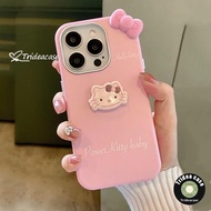 Oppo A60 A5i A5 A38 A18 A15 A3X A58 A3s A74 A54 Case 3D Hello Kitty Doll Carrying Case with Pink Bow