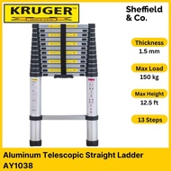 Kruger Aluminum Telescopic Single Side Straight Ladder, 13 Steps (3.8m / 12.5ft) | (AY1038)