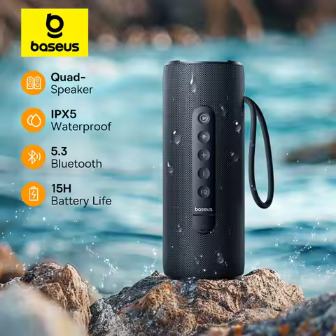 Baseus AeQur VO20 Portable Camping Speaker Bluetooth 5.3 Bass Sound box 15-Hour Playtime Wireless Mi