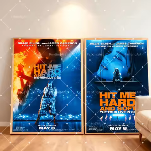 B-Billie E-Eilish H-Hit Me Hard and Soft The Tour Live in 3D Movie Poster Wall Art Home Decor Canvas