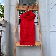 2hand red bodycon dress, waist 63cm, length 110cm, code 292