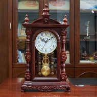 A6L Chinese Style Solid Wood Table Clock Hourly Timekeeping Table Clock Home Living Room Desktop Des