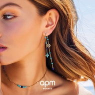 APM Monaco Roman Style Simple Light Luxury Tassel Design Feel Chain Dangling Earrings for Girlfriend