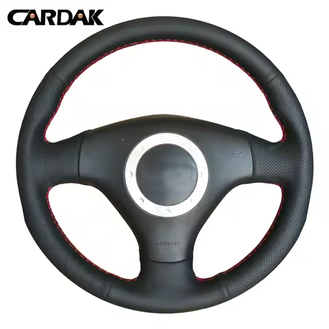 CARDAK Black Artificial Leather Steering Wheel Cover for Audi A3 8L Sportback A4 B6 Avant A6 C5 A8 D