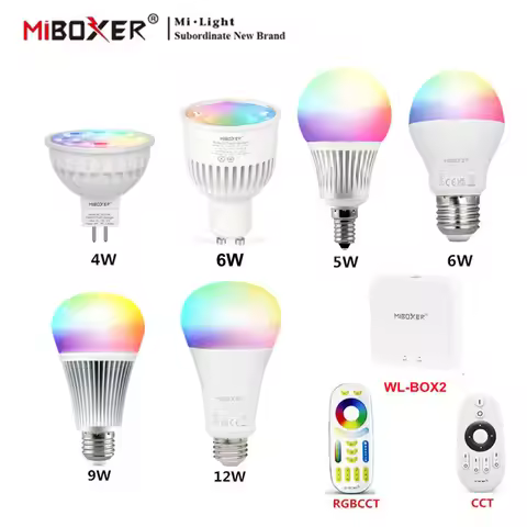 MiBoxer 4W 5W 6W 9W 12W Led Bulb GU10 E27 Led Light Smart 2.4G RF Wireless WiFi Remote Control CCT R