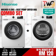 [COMBO] HISENSE WASHER DRYER COMBO 9.5KG WASHING MACHINE + 8KG TUMBLE DRYER | WF95N1 + DHQE805UW