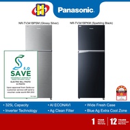 (Save 4.0) Panasonic Refrigerator (325L)(Silver / Black) Inverter Blue Ag 2-Door Fridge NR-TV341BPSM / NR-TV341BPKM