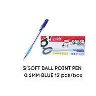 {DOSSVETT}G'SOFT BALL POINT PEN GS5566 0.6MM BLUE 12pcs/box