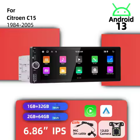 6.86" 1 Din Car Multimedia Head Unit for Citroen C15 1984-2005 | Android System Carplay Android Auto