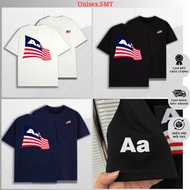 AA Studio Men's and Women's T-Shirt with Flag Print, Loose-Sleeve, 2-Way Cotton. Super Hot AA Studio
