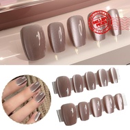 Light Coffee Cat's Eye Wears Nail Patch Handmade Press On Nails Fake Nails With Free S7o4