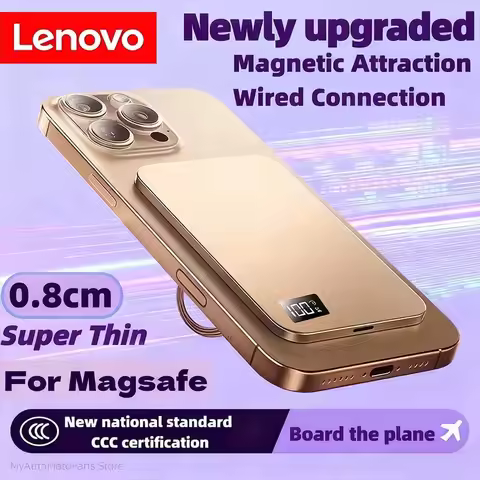 Lenovo 20000mAh Thin Portable Magnetic Wireless Power Bank PD22.5W Fast Charging External Battery Fo