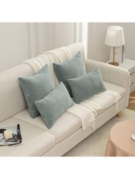 1入組薄霧藍色條紋枕套和方形坐墊套,現代裝飾沙發,柔軟舒適的灯芯絨玉米條紋面料,適用於家居、臥室、宿舍