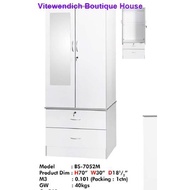 2.5-Feet Swing Door Wardrobe / Wardrobe with Large hanging space / Almari Baju / Pintu Kaca / Almari Baju Kayu / Berlaci