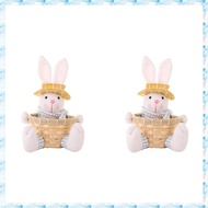 [R Q M U] 2X Easter Candy Dish, Bunny Easter Basket, Easter Candy Storage Basket, Gift Box for Table