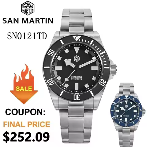 San Martin SN0121TD Titanium Diving Watch ST2130 Automatic Movement Watches Grade5 Titanium 120 Clic