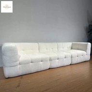 Trikings Luxe Flannel Sofa Plush White Texture Super Comfortable for Living Room Bedroom