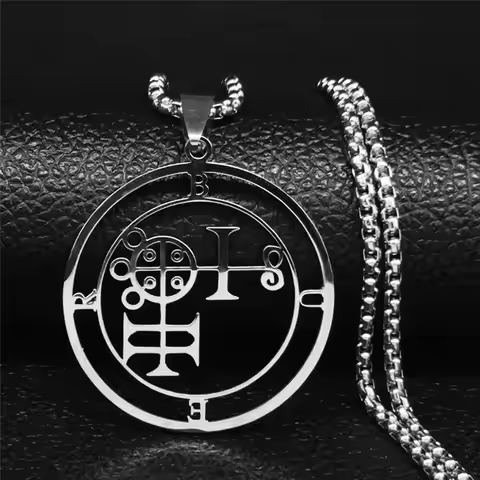 Stainless Steel Demon Seal Chain Necklace for Men/Women Silver Color Satan BUER Necklaces Pendants J