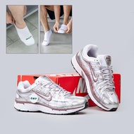 Nike P6000 White Metallic Silver Tattoo With Socks