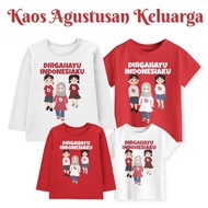 [PROMO] Kaos Couple Family Agustusan Anak Dan Dewasa Motif Balap Kelereng Warna Merah Putih