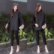 Balle Izzey Top  เสื้ออัดพลีทนำเข้า ดีไซน์เก๋ 🪄🪄 ช่วงบนโดดเด่น ออกแบบเป็นแขนกระดิ่ง  🔔 ทรงคอปีนหลวมๆ