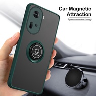 For Oppo Reno11 Pro 2024 Case Matte Translucent Camera Shockproof Back Cover Oppo Reno11 Reno11pro reno11 Case Car Magnetic Ring Stand Cover Capas