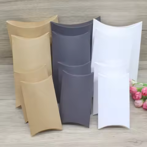 10Pcs 4Size Gifts box Vintage kraft /Black gifts Pillow box White Paper party suppiles wrapping jewe