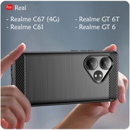 Realme GT 6 6T C61 C67 Fiber Hairline Back Case Cover TPU Silicone Soft Casing Phone Mobile Housing