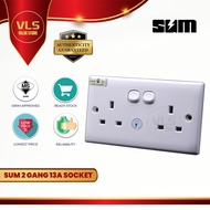 SUM Pvc 13A Twin Socket Double Socket