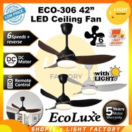 ECOLUXE E306 42" 3 Blades DC Motor Baby Fan With 3 Color LED Remote Control Ceiling Fan /FANCO ARTE 1311/FANCO Velocity
