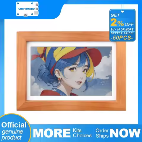 Waveshare ESP32-S3 PhotoPainter: 7.3" E6 E-Paper Display in Wood Frame, 800×480, Ultra-Low Power
