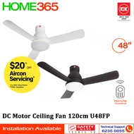 KDK DC Motor Ceiling Fan 120cm with LED Light &amp; Remote 48" U48FP