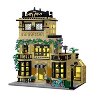 City Cafe Architecture Building Kit with LED Lights,3 levels City Cafe Model Building Blocks Toy,for