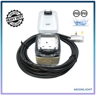 IP66 Heavy Duty Extension Socket Weatherproof Waterproof with Wire 3 Core TRS Cable Trailing Socket