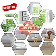 (BC) 1Pc 3D Hexagon Acrylic Mirror Wall Stickers /DIY Art Living Room Decorative Tile Stickers / Rem