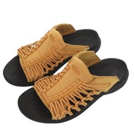 二手 Keen Unique Sneak Slides (1027181)，橡膠，聚酯纖維，橡木黃，黃色涼鞋，尺寸 1638。