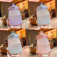 ۞◎▦Ready Stock 2000ml 1400ml Reminder Water Bottle Tumbler with straw s big bottle 2Liter 2litre gym bottle sport